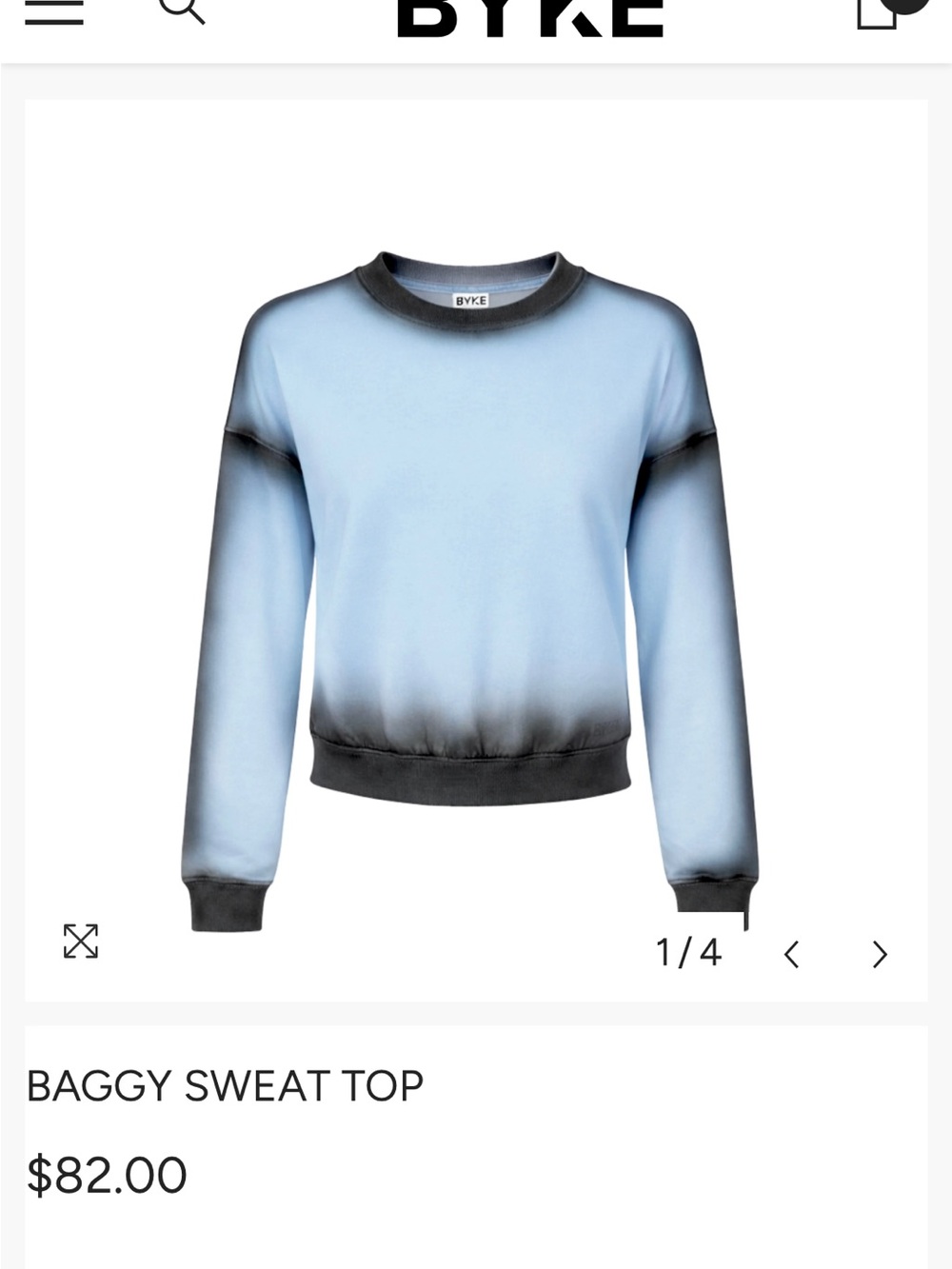 BYKE Ombre Blue & Black Baggy Sweat Top ladies Sz M thin knit for spring/Fall